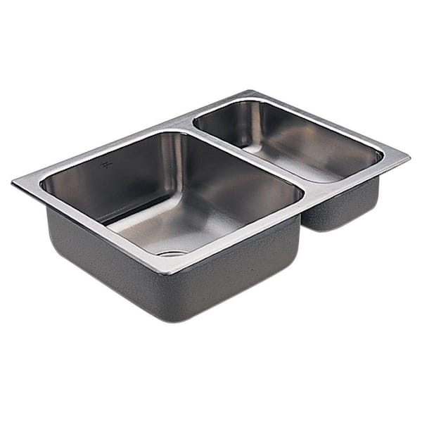MOEN 2000 Series Drop-In Stainless Steel 25.5 in. Double Bowl Kitchen Sink