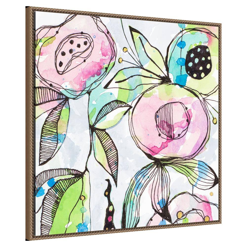 Colorful Abstract Floral Beaded Framed Canvas Wall Art