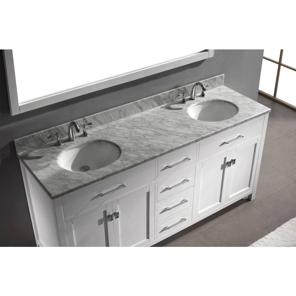 Caroline 72" White Oak Wood Double Sink Freestanding Vanity
