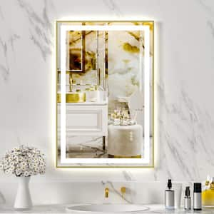 24 in. W x 36 in. H Rectangular Framed LED Anti-Fog Wall Bathroom Vanity Mirror, Tempered Glass, Backlit & Front Light