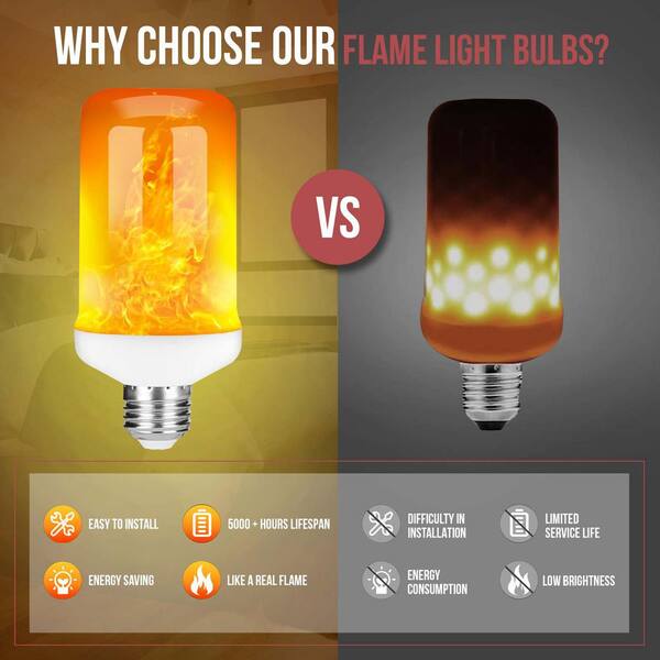 C11/C35 LED Flame Effect Bulbs 2-Pack - E26 Base Orange Flickering Flame Non-Dimmable