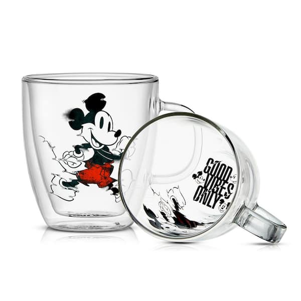 JoyJolt 5.4 oz. Clear Espresso Disney Mickey Mouse 3D Borosilicate Glass  Double Wall Mug (Set of 2) JDS10726 - The Home Depot