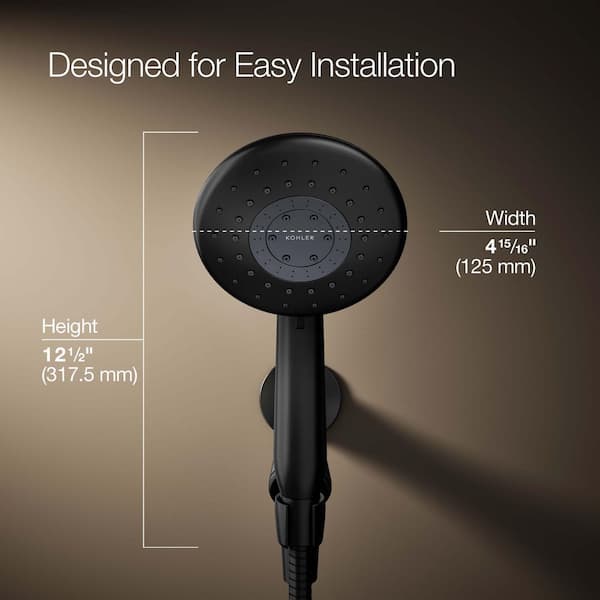 KOHLER Daisyfield 6-Spray Patterns 1.75 GPM 4.9375 in. Wall Mount Handheld Shower Head in Matte Black