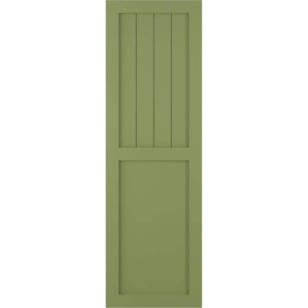 Ekena Millwork 18 in. x 76 in. True Fit PVC Farmhouse/Flat Panel Combination Fixed Mount Board & Batten Shutters Pair in Viridian Green