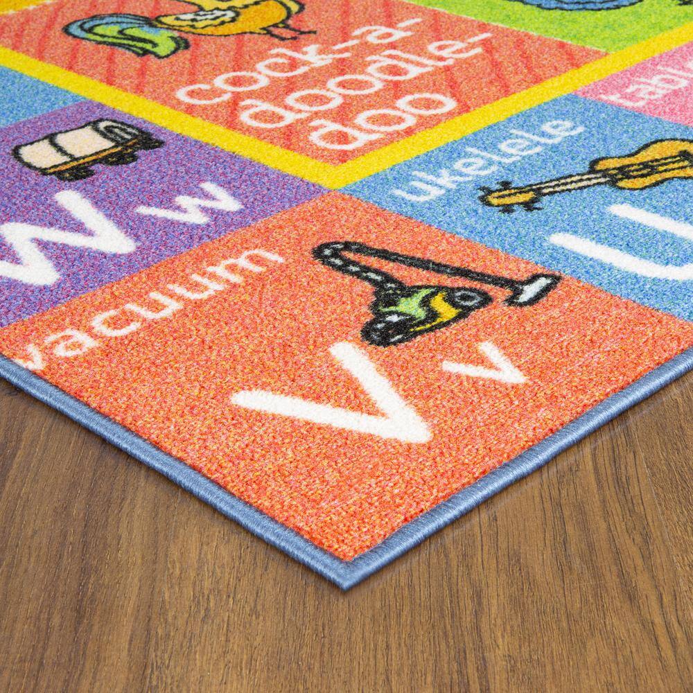 Colorful ABC Alphabet Educational Kids Rug with Farm Animals
