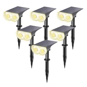 30% Conversion Rate 6500K Waterproof Dusk-to-Dawn Landscape Solar Spotlights for Patio Garden Yard, Warm White (6-Pack)