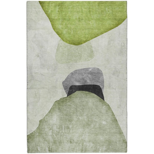 Dream Shag Premium Machine Washable Abstract ADS547 Green 10 ft. x 14 ft. Area Rug