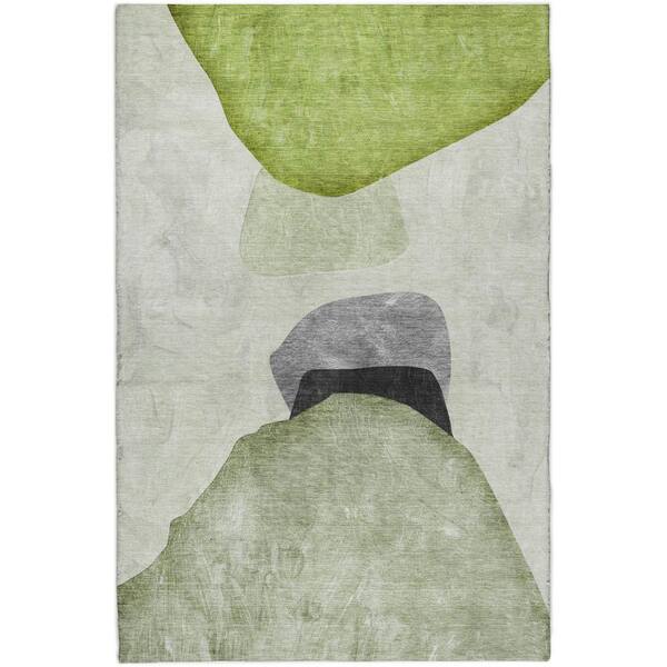 Dream Shag Premium Machine Washable Abstract ADS547 Green 9 ft. x 12 ft. Area Rug