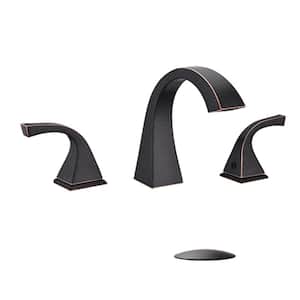 Amo 8 in Widespread 3 Holes 2 Handles Bathroom Faucet with Pop Up drain Assembly in Oil Rubbed Bronze