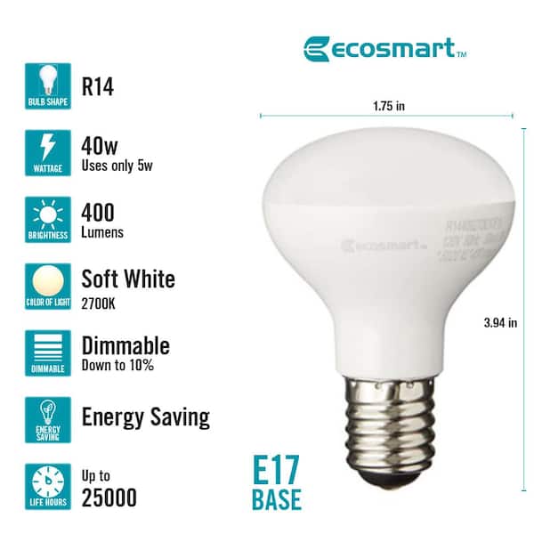 40-Watt Equivalent R14 Reflector Energy Star Dimmable LED Flood Light Bulb Soft White (1-Pack)