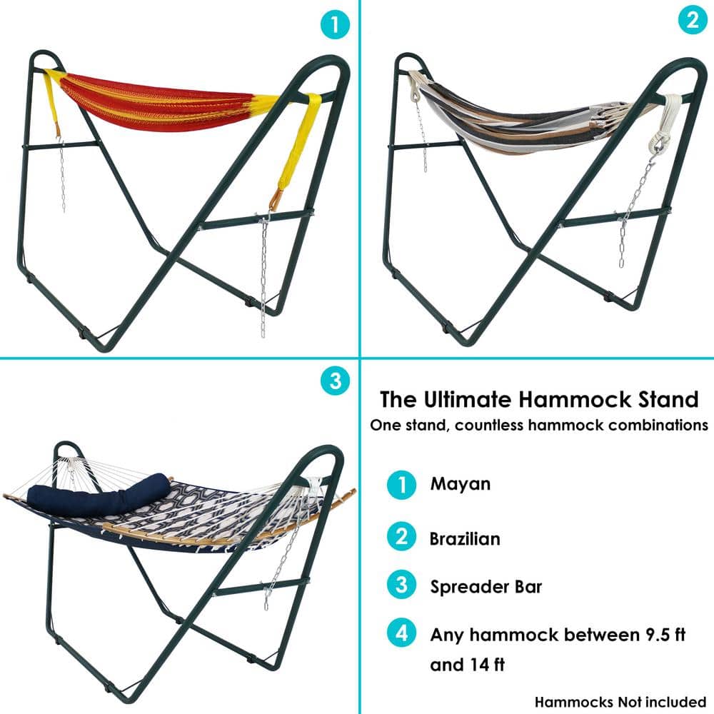 Green Powder-Coated Steel Universal Hammock Stand for 2-Person