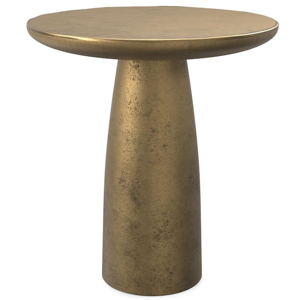 Simpli Home Dominique Contemporary 18 in. Wide Cast Aluminum Side Table in Antique Brass, Fully Assembled