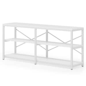 Turrella 70.9 in. White Extra Long Rectangle Wood Console Table, Sofa Table Behind Couch Table with Storage Shelves