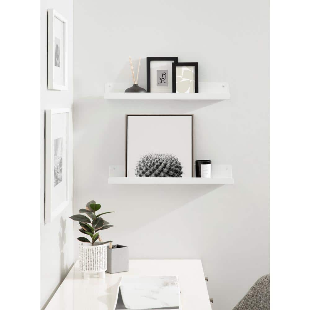 Mezzo White Metal Floating Wall Ledge Shelf Set