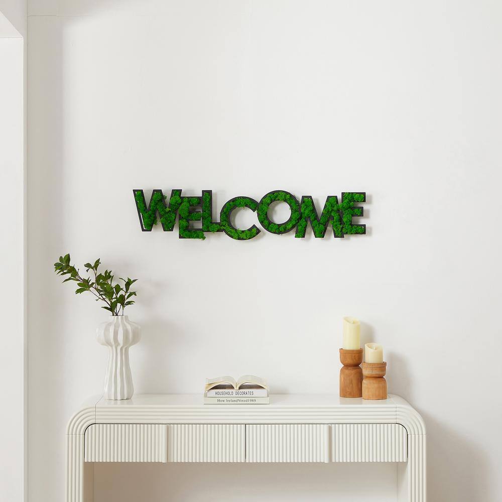 Metal Green Wall Architectural Decor, Unique Design, WELCOME Letter Art Mos