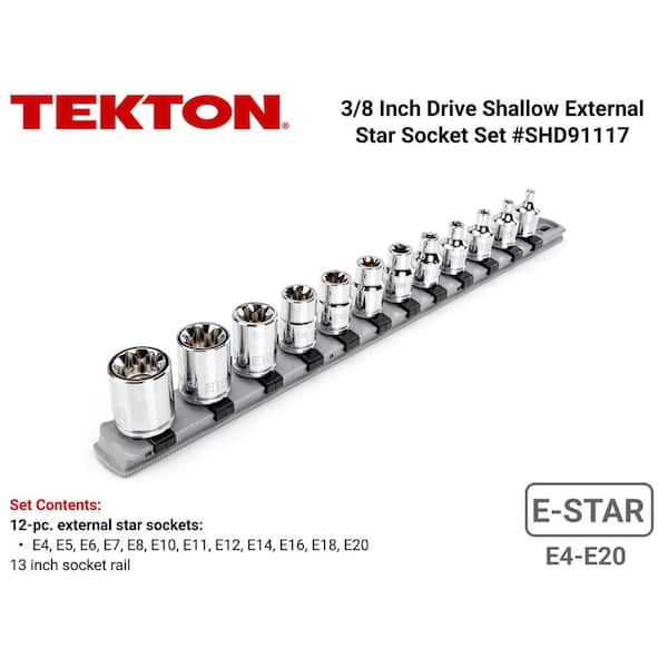 TEKTON 3/8 in. Drive External Star Socket Set (12-Piece) SHD91117