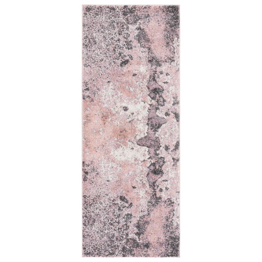 SAFAVIEH Glacier 2 ft. x 6 ft. Pink/Gray Geometric Runner Rug
