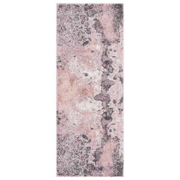 Glacier 2 ft. x 6 ft. Pink/Gray Geometric Runner Rug