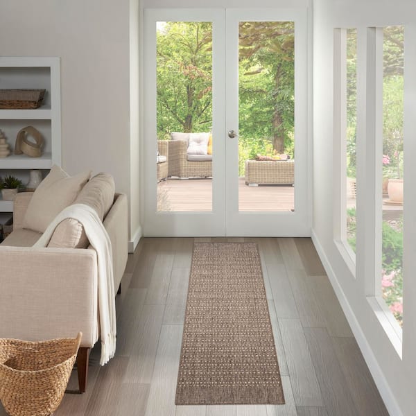 Tulum Brown 2 ft. x 10 ft. All-Over Design Contemporary Runner Area Rug