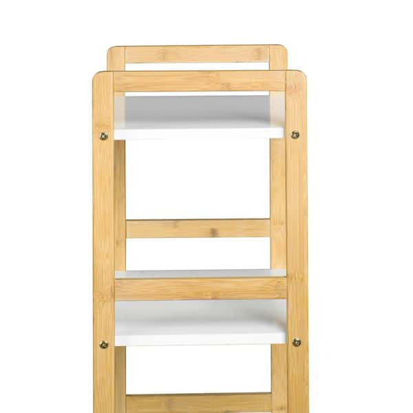 Ayden Solid Bamboo Wood Bathroom Corner Shelves