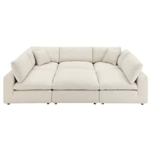Commix 78 in. Square Arm 6-Piece Fabric U-Shaped Sectional Sofa in Light Beige