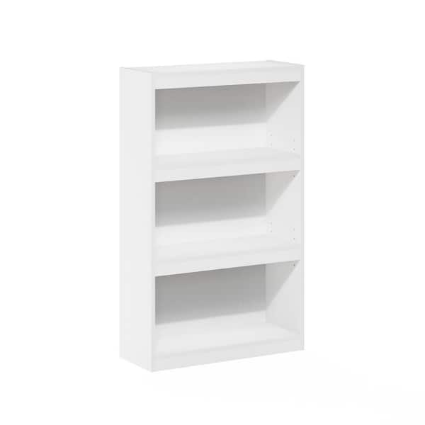 Furinno JAYA Enhanced Home 24.5 in. Wide White 3-Shelf Standard Bookcase with Adjustable-Shelves