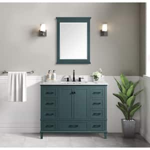 Merryfield 43 in. W x 22 in. D x 35 in. H Single Sink Freestanding Bath Vanity in Antigua Green with Carrara Marble Top