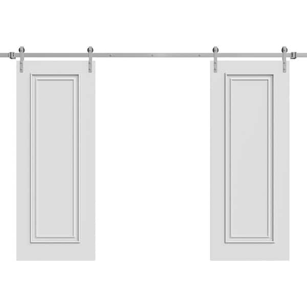 7811 36 in. x 80 in. Sold Core White Enamel Color Wood Sliding Barn Door with Hardware Kit
