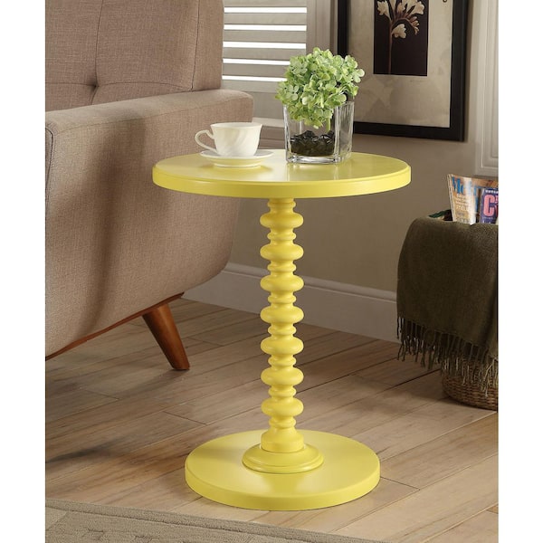 Gaston 17 in. Yellow Round Wood End Table