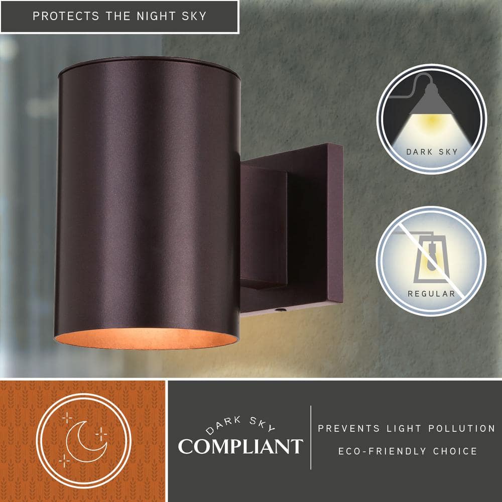 Chiasso Bronze Aluminum Dimmable Cylinder Sconce, 8"x7.25"