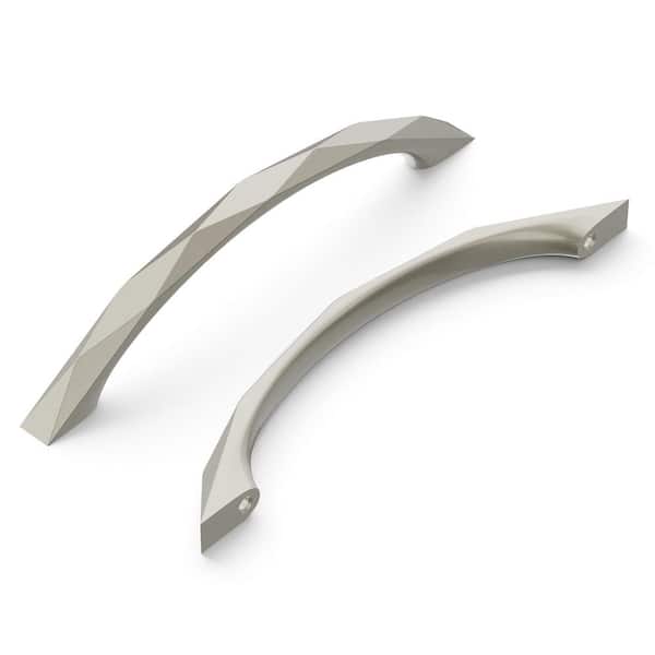 HICKORY HARDWARE Karat Collection Cabinet Pull 5-1/16 in. (128 mm) Center to Center Satin Nickel Finish Modern Zinc Arch Pull (1-Pack)