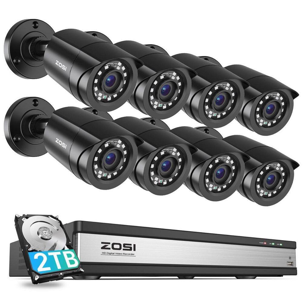 16-Channel 2MP 2TB DVR Security System with 8 1080p Wired Outdoor Bullet Cameras, Black price history on PriceWatchPro