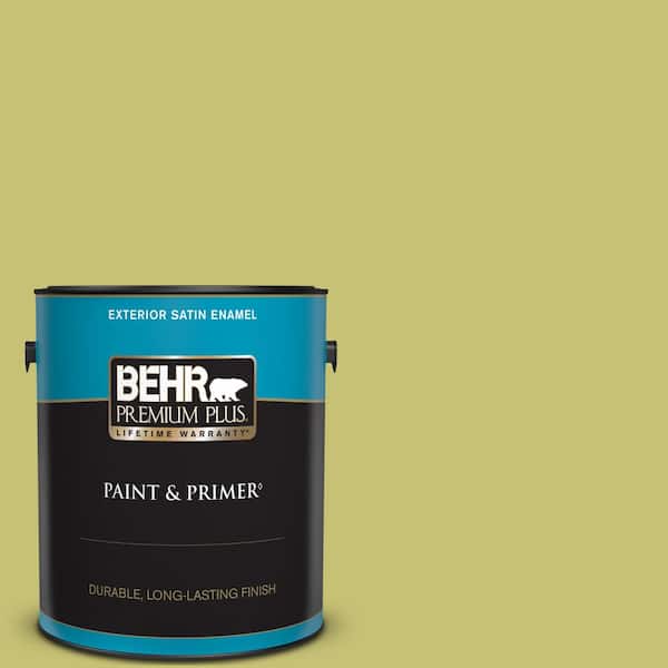 BEHR PREMIUM PLUS 1 gal. #PPU9-07 Fresh Sprout Satin Enamel Exterior Paint & Primer