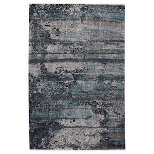 Myriad Teal/Gray 9 ft.6 in. x 12 ft.7 in. Abstract Rectangle Area Rug