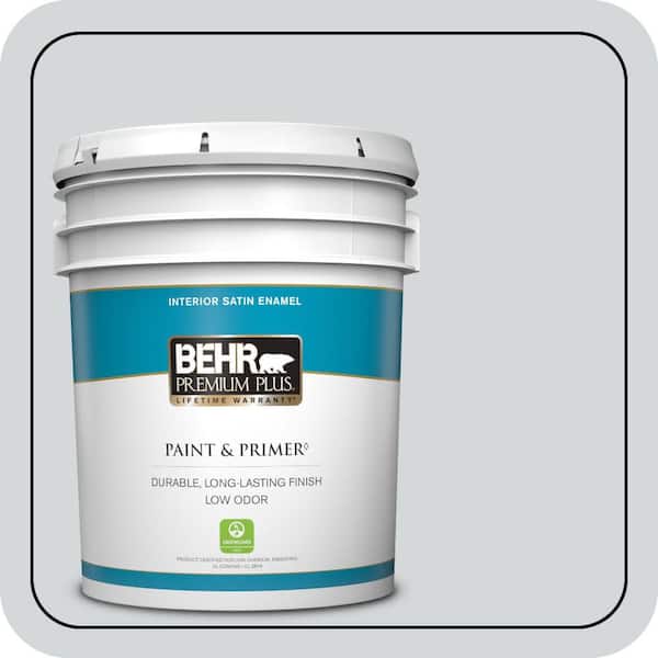 BEHR PREMIUM PLUS 5 gal. #PPU26-12 Solemn Silence Satin Enamel Low Odor Interior Paint & Primer