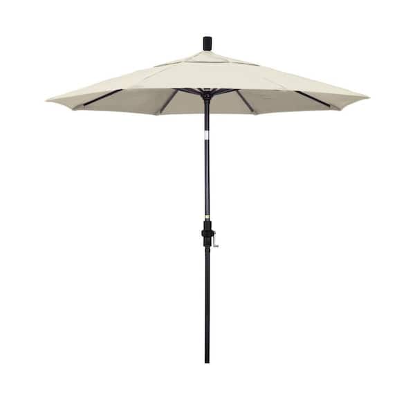 7.5 ft. Black Aluminum Market Patio Umbrella with Collar Tilt Crank Lift in Canvas Pacifica