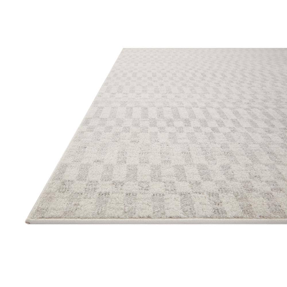 Kamala Ivory and Grey Synthetic Diamond Pattern 8' x 10' Area Rug