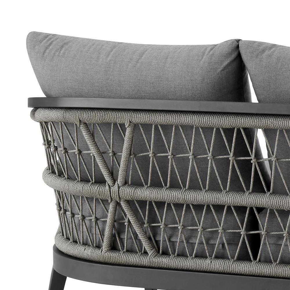 Zelda Gray Aluminum Outdoor Patio Sofa with Cushions