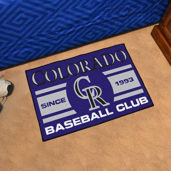 MLB Baseball Colorado Rockies Logos Purple Cotton Fabric