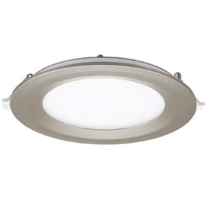 6 in. Canless Integrated LED Recessed Light Brushed Nickel Trim Kit 900 Lumens Adjustable CCT Kitchen Bathroom Remodel