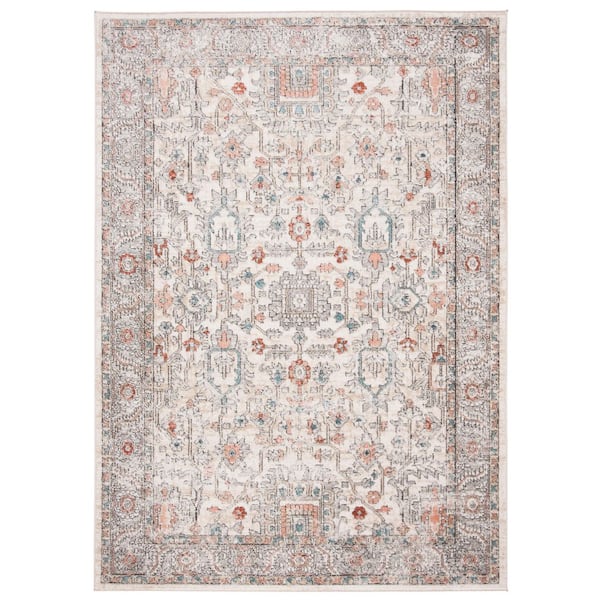 SAFAVIEH Martha Stewart Gray/Ivory 3 ft. x 5 ft. Border Geometric Area Rug
