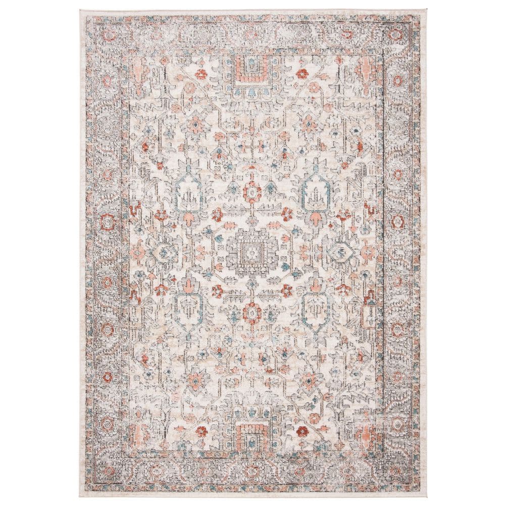 Ivory and Grey Hand-Knotted Synthetic 8' x 10' Area Rug