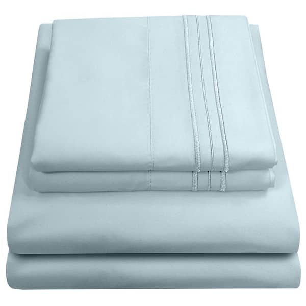 1800 Series 4-Piece Aqua Solid Color Microfiber RV Short Queen Sheet Set