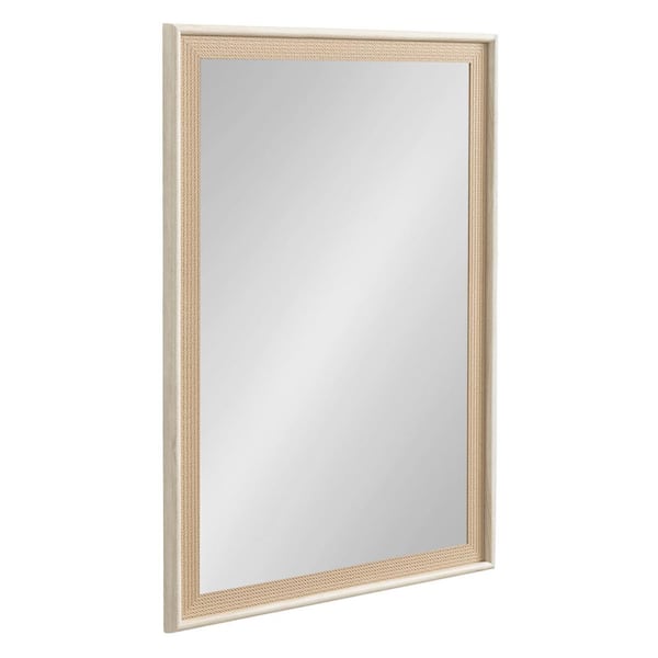 Kate and Laurel Taraji 24.00 in. W x 36.00 in. H White Rectangle Coastal Framed Decorative Wall Mirror