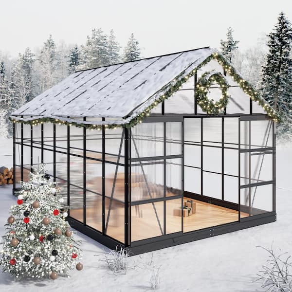 10 ft. x 16 ft. Black Frame Clear Garden Greenhouse, Solarium, and Conservatory