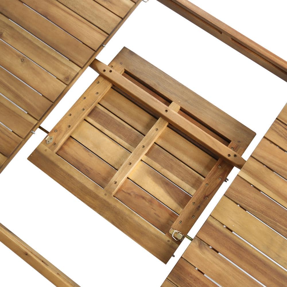 Wilson Teak Finish Acacia Wood Expandable Dining Table