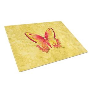 Butterfly on Yellow Tempered Glass Large Cutting Board