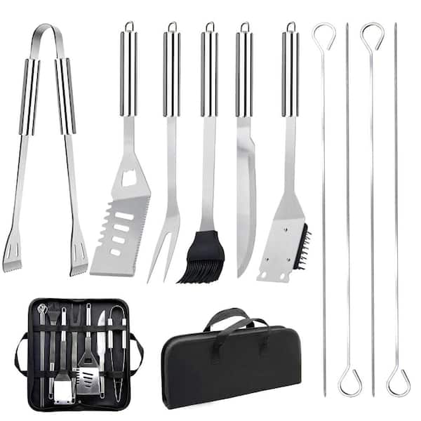 11-Piece Stainless Steel BBQ Grilling Tool Set with Storage Bag, Portable Grill Utensil Kit for Outdoor Cooking, Camping