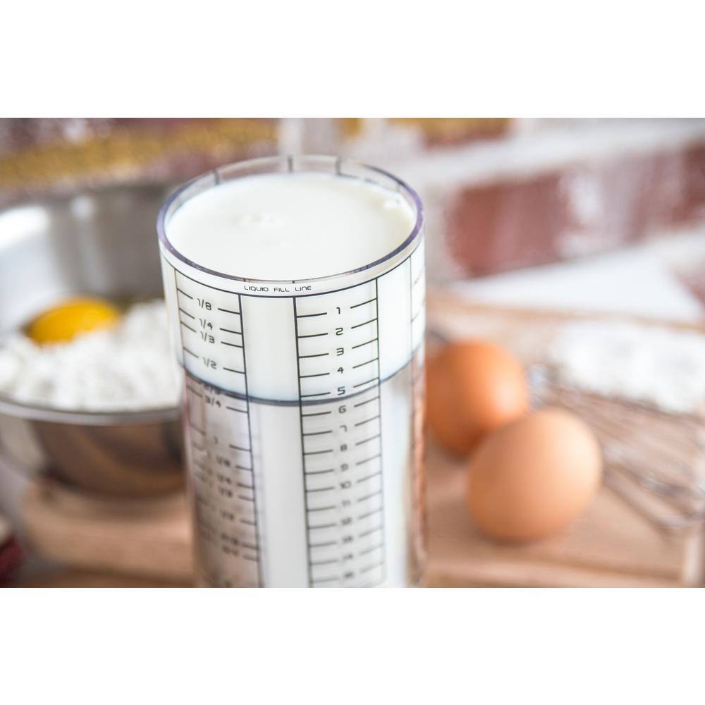 Adjustable 2-Cup Satin Finish Plastic Measuring Cup