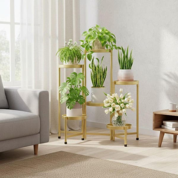 【tower製スタンド付き】超軽量 ストライダー プロ シャンパンゴールド 6 Tier Indoor Outdoor Gold Iron Plant Stand Flower Holder (28.5 in